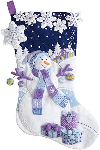 Bucilla 86703 Felt Applique Stocking Kit, 18", Frosty Night,