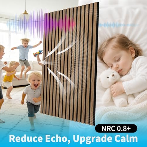 Art3d 47 x 23.6 Inch Acoustic Wood Slat Wall Panel, 4-Pack, Deep Walnut