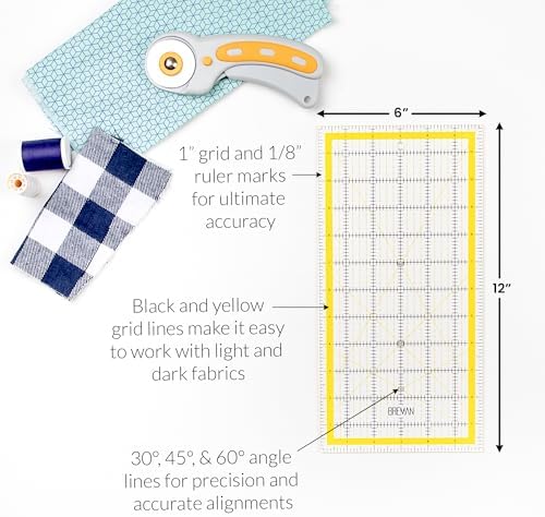 Breman Precision Quilting Rulers 6x12, Clear Rotary Sewing Ruler for Fabric