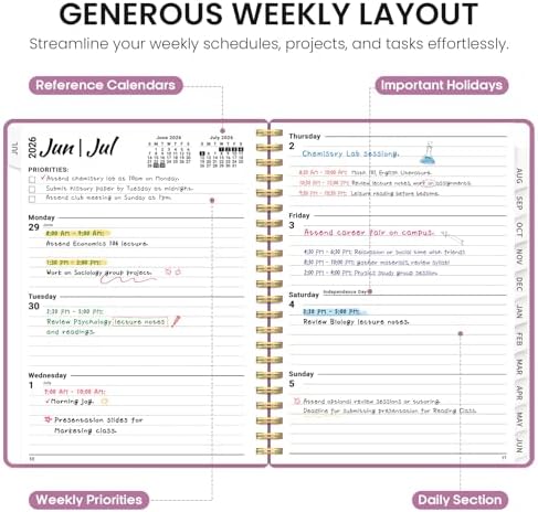 Taja Planner 2026-2027, 8.5" x 11" Calendar Planner, Jul 2026-Jun 2027 | Letter Hardcover Weekly & Monthly Academic Year Planner, Large Planning Agenda With Tabs, School & Office Supplies, Purple