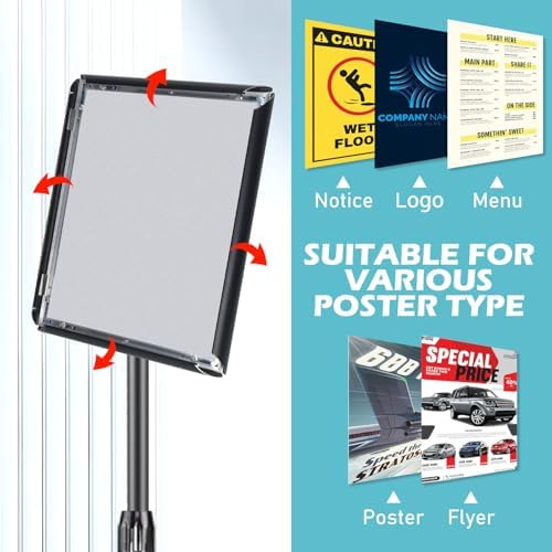 Sign Holder Stand, 8.5x11 Sign Stand for Display, 6-Pack, Black