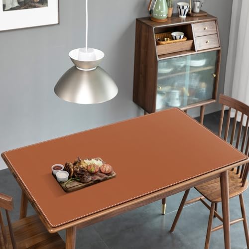 Mydours 55" x 28" XXL Large PU Leather Desk Mat, Gaming Mouse Pad, (Brown)