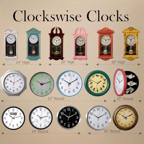 Clockswise 11" Classic Round Decorative Hanging Wall Clock with Ornate Floral Scroll Frame in Vintage Distressed Finish for Home Entryway Living Room Bedroom Kitchen Office Hotel & Restaurant, Brown