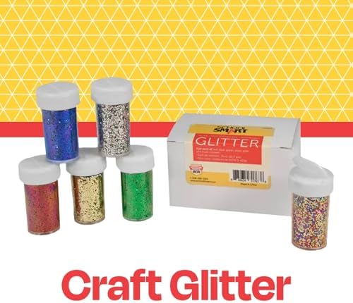 School Smart Craft Glitter, 3/4 Ounces, Assorted Colors, Pack of 6