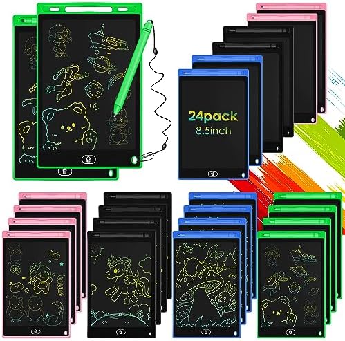 24 Pack LCD Writing Tablet Drawing Board 8.5 inch Colorful Drawing Tablet for Kids, LCD Erasable Doodle Pad Educational Toy Gift for Boys Girls (Blue,Black,Green,Pink)