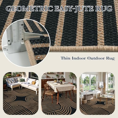 Lahome Modern Geometric Easy Jute Rug, 6x9 Area Rugs for Living Room