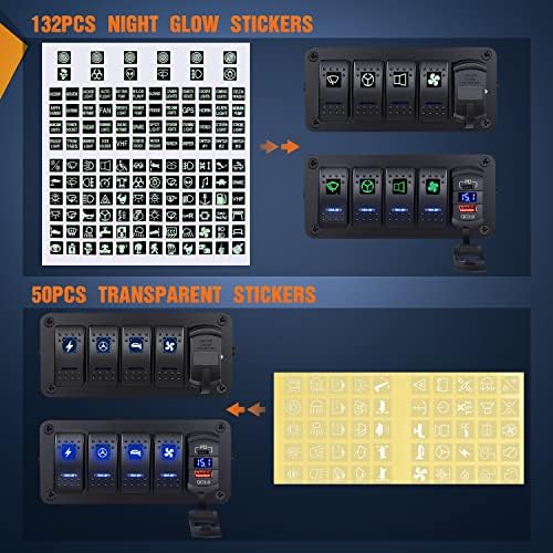 Nilight 4 Gang Rocker Switch Box w/Voltmeter PD Type C and USB Socket