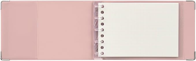 Maruman YOUANCE 5-Ring Binder, Holds 60 Sheets, Mini 3.8"x6", Light Pink | Durable Vinyl Cover, Storage Pocket, Includes 5 Colored 3mm Graph Paper Sheets & Clear Sheet Protector, Made in Japan