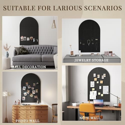 JBER Large Arched Felt Bulletin Board 36" x 24", 6 Pack, Black