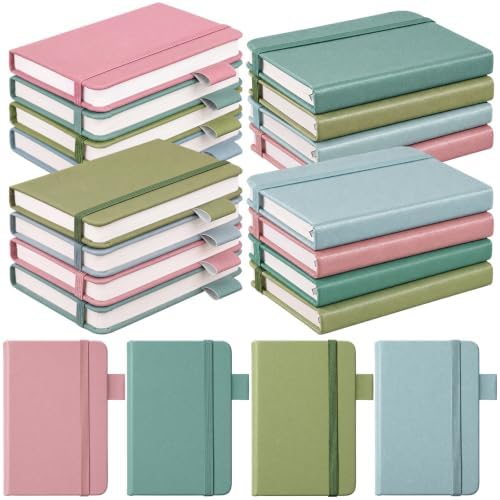 Ceenna 16 Packs Pocket Small Notebook Journals with Pen Holder Mini Notebook Bulk 192 Pages/96 Sheets Hardcover with Thick Lined Paper 3" x 4.4" A7 Small Notepad Morandi Color for Home & Journey