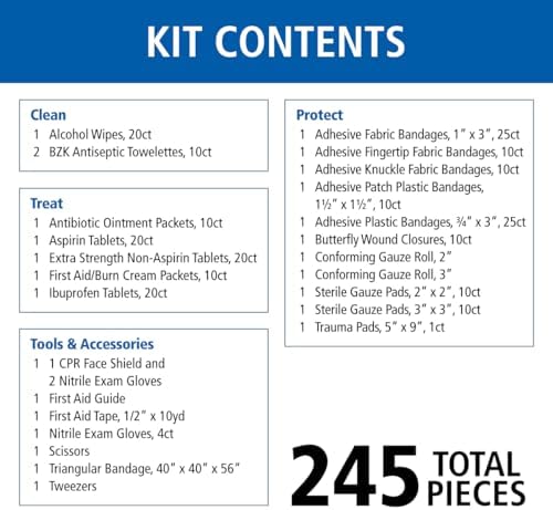 First Aid Only SmartCompliance 50-Person OSHA Compliant First Aid Kit for Business and Office Spaces - Large Plastic Cabinet - Emergency Supplies for Cuts, Bruises, and Scrapes - 245 Pieces