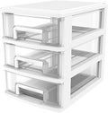 3-Layer Plastic Drawer Storage Box 11.81X9.44X6.69 Inch Portable Desktop Organizer Cabinet for Office Study Sundries Holder