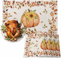 Boho Fall Placemats Set of 4, Thanksgiving Watercolor Pumpkins Heat Resistant Washable Table Place Mats Sunflowers Eucalyptus Table Linens Party Holiday Decor for Home Kitchen Dining Outdoor Indoor,