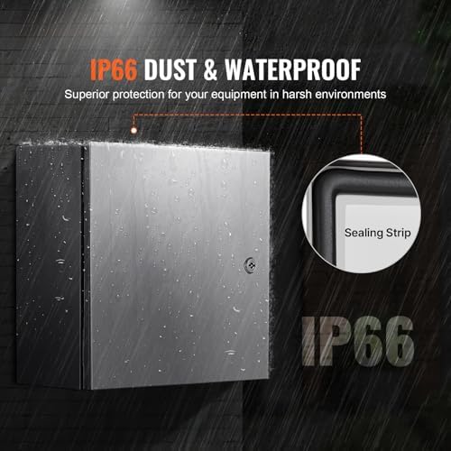 Steel Electrical Box 12" x 12" x 8" Electrical Enclosure Box 304 Stainless Steel Electronic Equipment Enclosure Box IP65 Weatherproof Wall-Mounted Metal Electrical Enclosure with Mounting Plate
