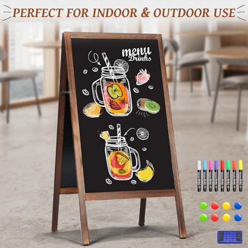 A Frame Chalkboard Sign, 40" x 20" Extra Large Wooden A-Frame Sign Board