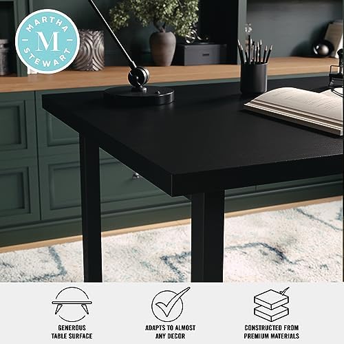Martha Stewart Beckett Home Office Trestle Desk with Shelves, Black