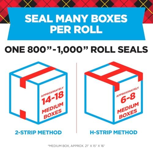 Scotch Heavy Duty Shipping Packaging Tape, 1 Roll with Dispenser, 1.88" x 22.2 Yards, 1.5" Core, Great for Packing, Shipping & Moving, Clear (142)