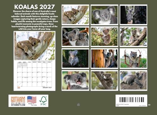 Koala Calendar 2027 Monthly Wall Calender 12 Month