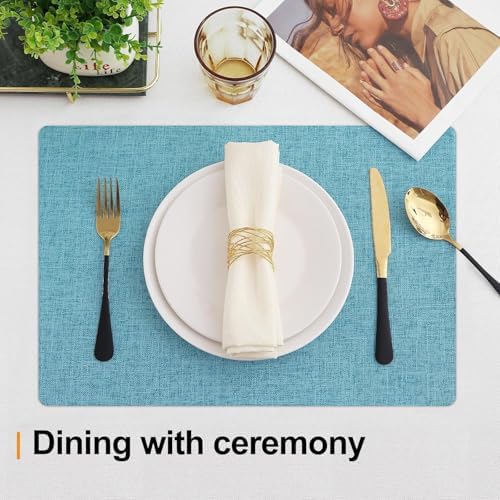 Homaxy Cloths Placemats for Dining Table Set of 4, 13" x 19", Aqua