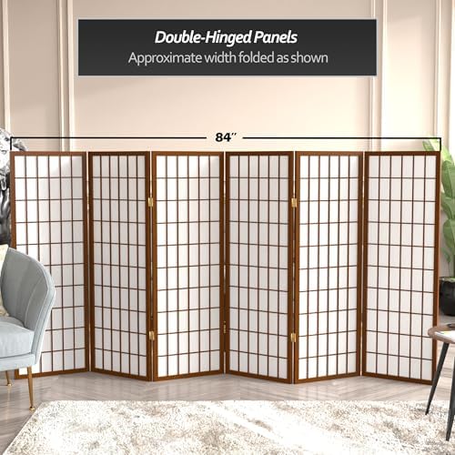 4 ft. Short Window Pane Shoji Screen - Walnut - 6 Panels