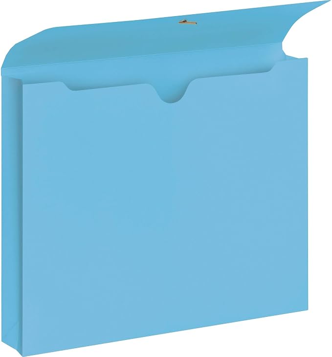 Smead Colored Expanding File Wallet with Flap and Cord Closure, 2" Expansion, Letter Size, Blue, 10 per Box (77203)