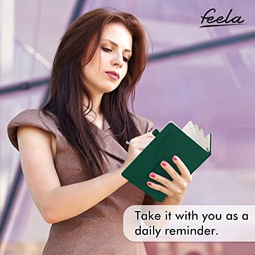 feela 3 Pack Notebooks Journals Bulk with 3 Black Pens, A5 Hardcover Notebook Classic Ruled Lined Journal Set with Pen Holder for Work Business Journaling Note Taking, 120 GSM, 5.1”x8.3”, Dark Green