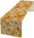 Floral Table Runner Retro 70s Hippie Daisy Flower Peace Love Birthday Party Retro Kitchen Dinning Home Decoration 13x70 Inch