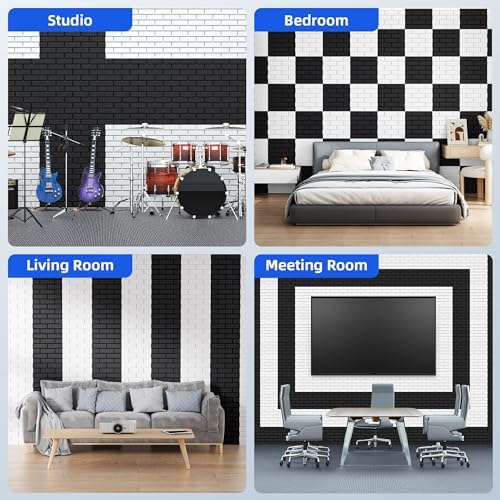 12 Pack Acoustic Panels with Self Adhesive Sound Proof Foam Panels for Wall