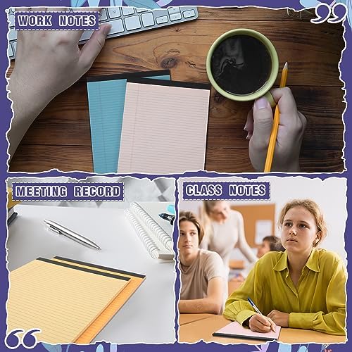 Lincia 24 Pcs 5" x 8" Small Legal Pads Colored Lined Note Pads Narrow Ruled Writing Notepads 50 Sheets Per Micro Paper Notebook Lined and Perforated for College Office Supplies (Bright Colors)