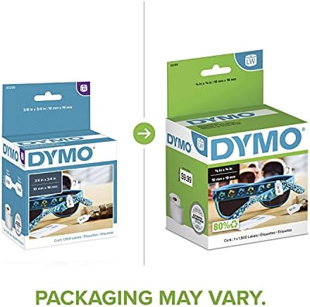 DYMO Authentic LW 2-Up Price Tag Labels, DYMO Labels for LabelWriter Label Printers, 3/8" x 3/4", 1 Roll of 1500