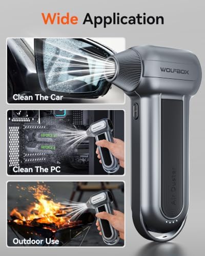 WOLFBOX MF100 Compressed Air Duster, 150000RPM Turbo Fan, 45 m/s Airflow