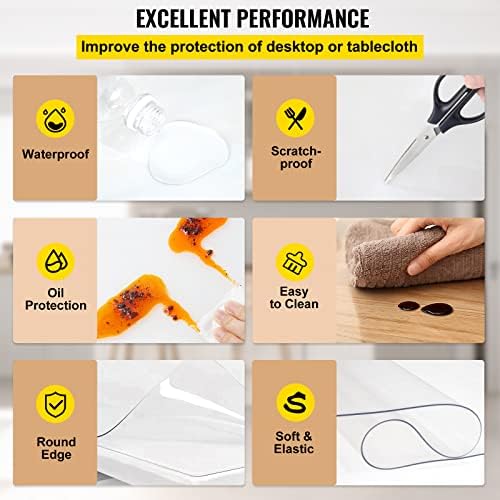 VEVOR Clear Desk Cover Protector, 36 X 60 inch, 2 mm Rectangle Waterproof Thick Plastic Clear Pad Mat, Scratch Proof and Easy Cleaning for Office, Dresser, Night Stand