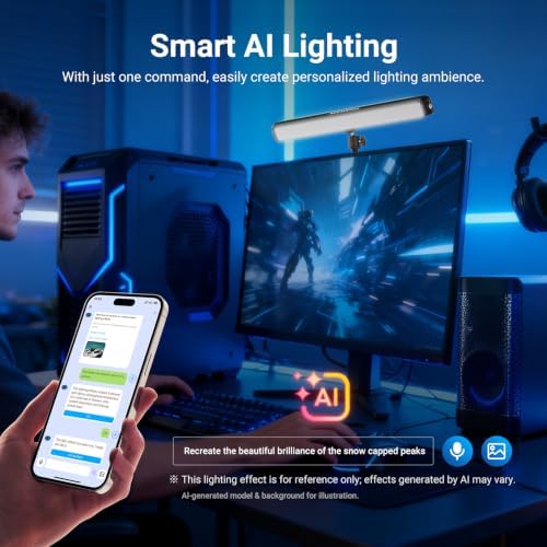 NEEWER Dual Sided RGB LED Streaming Key Light, Smart Desk Lamp Compatible with Alexa Google Assistant for Gaming Video Conference, 16 Million Colors, 2700K-7000K/CRI97+ Studio Tube Lighting, NG01