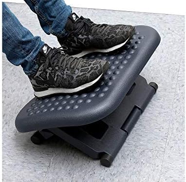 Mind Reader Foot Rest, Under Desk at Work, Ergonomic, Height Adjustable, Office, Plastic, 17"L x 13"W x 6.25"H, Black