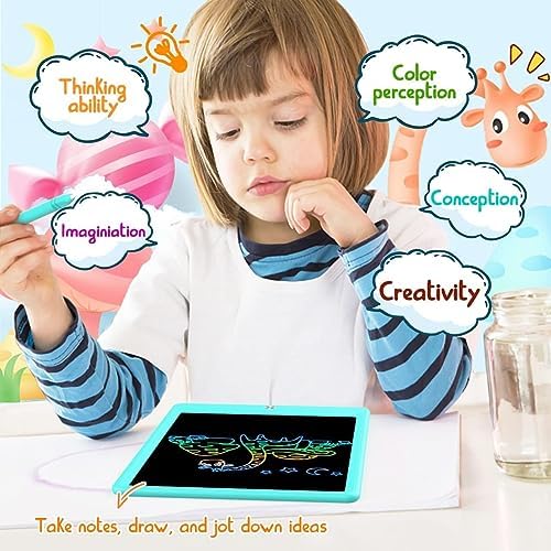 BUKEBU LCD Writing Tablet,10.5 inch Colorful Doodle Board for Kids (Blue)