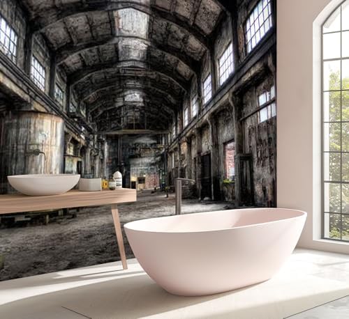 Wall Mural Peel and Stick Old Factory Hall Vivid Large Wallpaper Self Adhesive Contact Paper Removable 3D Wall Sticker for Living Room Bedroom 69"x96"