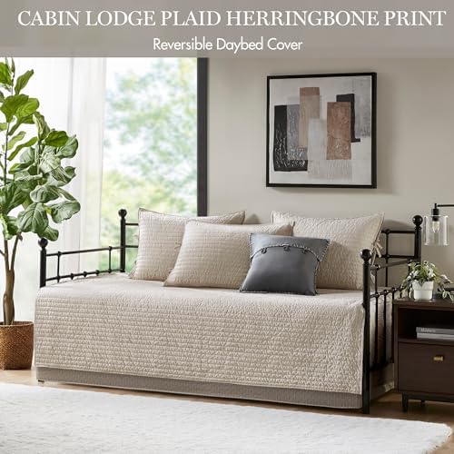 Madison Park Cabin Lodge Plaid Herringbone Daybed Cover Set, 6PC, 39"x75"