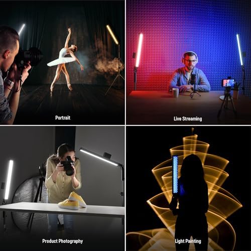 NEEWER Handheld 2.4G LED Video Light Stick Kit, Upgraded 40W Dimmable 3200K-5600K CRI97 with Stands/Filters/Carry Bag for Gaming Photography YouTube TikTok Video Recording, BH20B Ultra