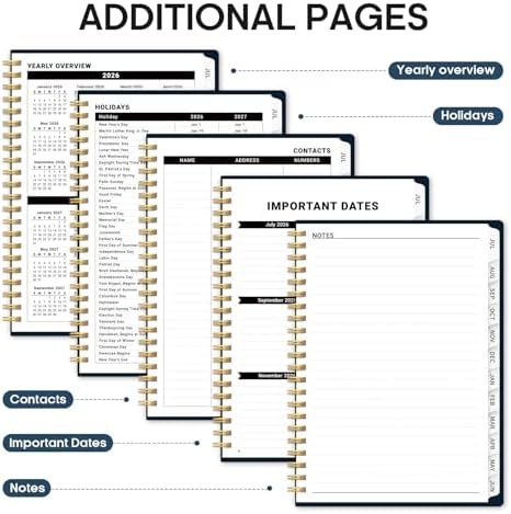 Planner 2026-2027, Jul 2026-Jun 2027 Academic Monthly & Weekly Planner | 6.3" x 8.5" Hardcover Pretty Calendar Planner for Women, Spiral Organizer for School Office Home Supplies, Blue Patchwork