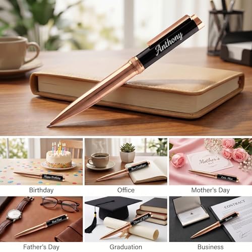 Ancolo Personalized Ballpoint Pens - Luxury Pens with 10 Black Ink Refill