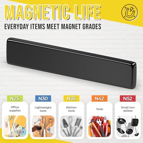 FINDMAG Bar Magnet, Rare Earth Magnets, 12 Pack, Black, 2.36x0.39x0.12in