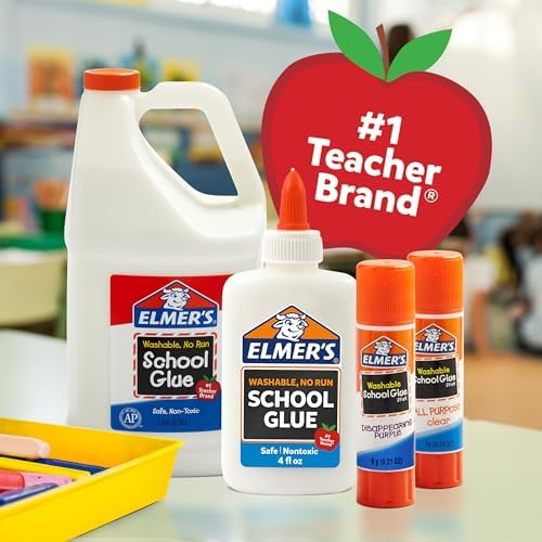 Elmer's Disappearing Purple School Glue Sticks, Washable, 22 Grams, 3 Count - Poster, Vision Board, Back to School Supplies, #1 Teacher Brand