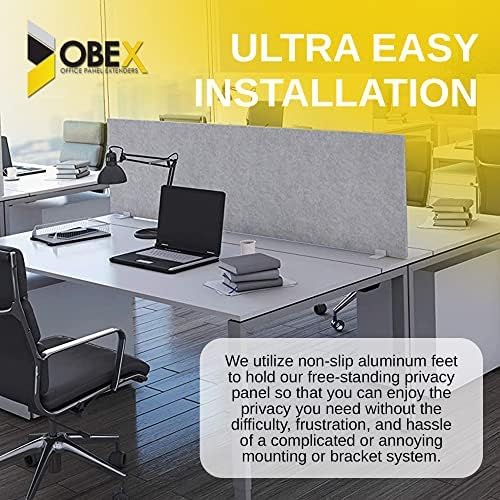 OBEX Free Standing Desk PET Privacy Screen, Table Top Home & Office Furniture Partitions and Dividers, Portable Workstation Freestanding Panels, 18" x 24" Sand