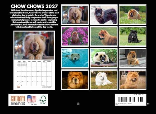 Chow Chow Calendar 2027 Monthly Wall Calender 12 Month