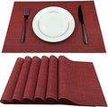 WAZAIGUR Placemats Crisscross Woven Vinyl Place Mats Set of 6 Red