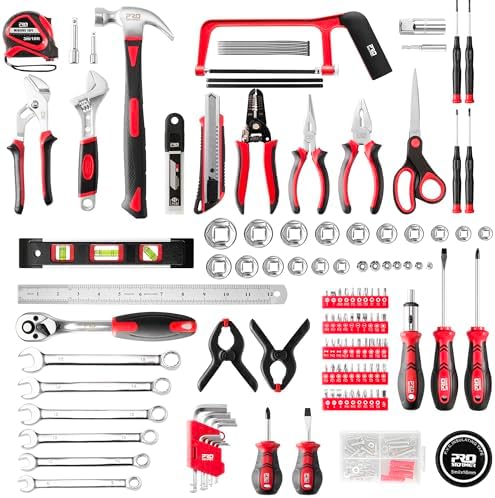 Prostormer 259-Piece Home Tool Kit with Portable Storage Box, Red
