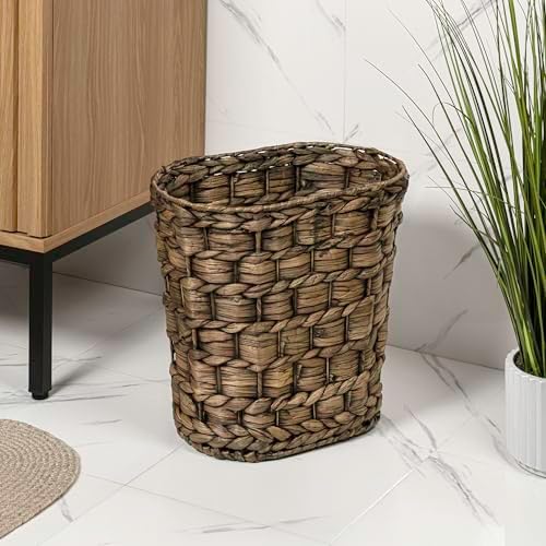 happimess Miles 4.5 Gal Oval Wicker Wastebasket, Brown, Set of 2