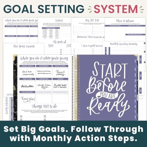bloom daily planners 2027 Hardcover Goal & Vision Planner (January - December 2027) - Monthly & Weekly Calendar Year Agenda Organizer - 7.5" x 9" - Moonlit Garden