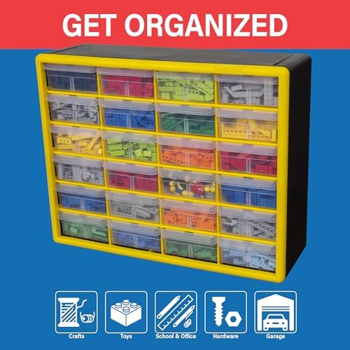 Akro-Mils 24-Drawer Plastic Storage Cabinet, 20"W x 6"D x 16"H, Black