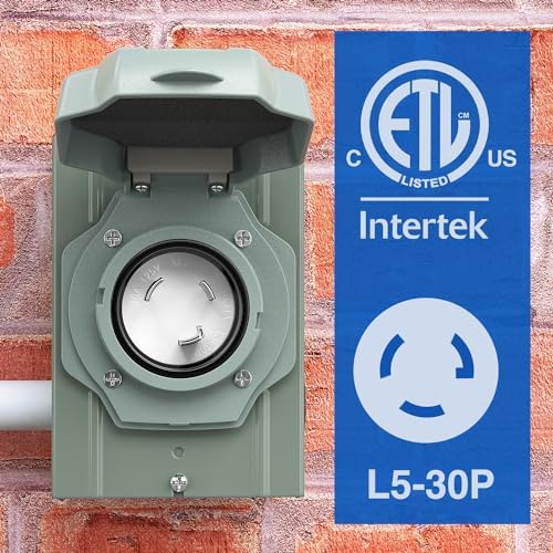 Nilight 30AMP Generator Power Inlet Box Pre-drilled ETL Listed NEMA L5-30P